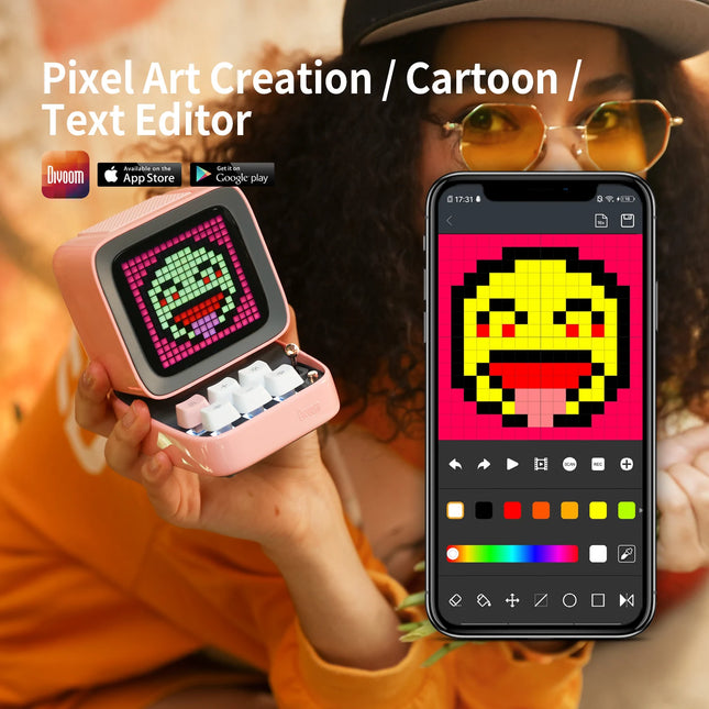 Divoom Ditoo-Pro Retro Pixel Art Bluetooth Portable Speak...