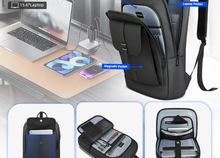 HcanKcan Men's Business Backpack Slim Waterproof 15.6 Inch Laptop Bag Casual College School Backpack Travel Rucksack Work Bags