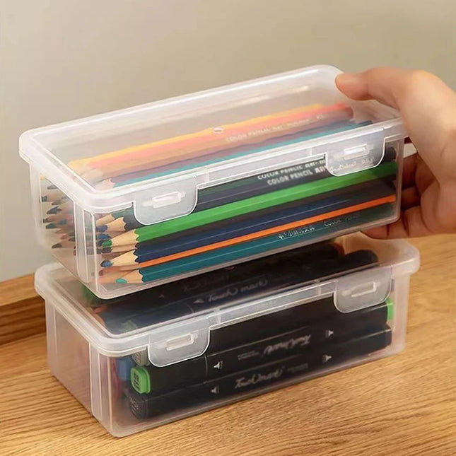 1pcs Plastic Translucent Pencil Case Large Capacity Penci...