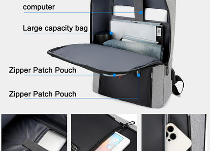 Portable Backpack Camping Travel Bag Business Daypack with USB Charging Port Fit 15.6 Inch Laptops for Men Women