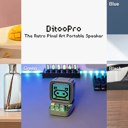 Divoom Ditoo-Pro Retro Pixel Art Bluetooth Portable Speaker Alarm Clock DIY LED Display Board, Cute Gift Home Light Decoration
