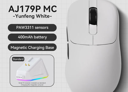 AJAZZ AJ179 PRO PAW3395 Lightweight Wired Wireless Mouse with Magnetic Charging Base Ergonomic Macro Gaming Mouse for PC Laptop