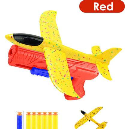 Children's outdoor three in one foam soft elastic toy gun, hand thrown ejection aircraft suit, foam aircraft color random
