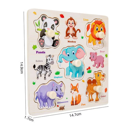 Wooden Puzzles Montessori Baby Toys Cartoon Animal Fruit Traffic Hand Grab Boards Cognition Jigsaw Puzzle Kids Educational Games