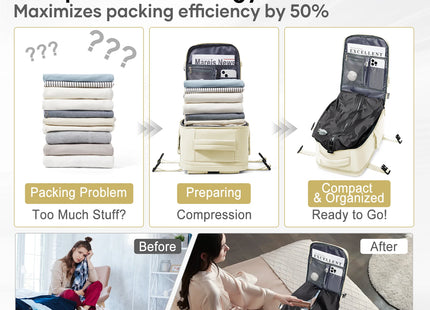Backpack Ryanair 40x20x25, Vacuum Compression Backpack, Hiking Vacuum Travel Backpack for Men Women, Multi-Functional Laptop Bag