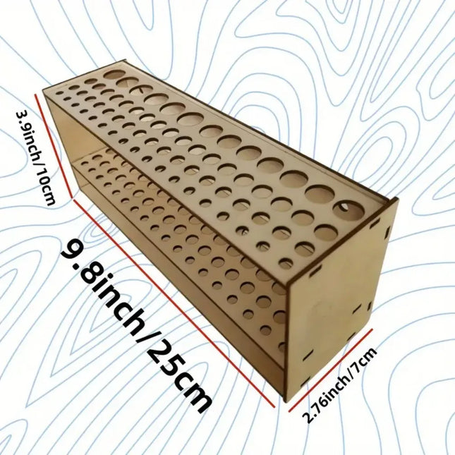 67-Slot Premium Wooden Brush Holder - Durable Artist Desk...