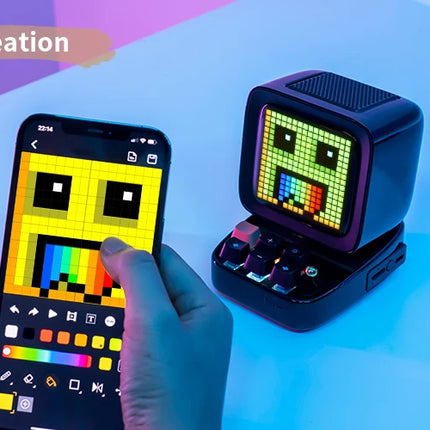 Divoom Ditoo Retro Pixel Art Bluetooth Portable Speaker Alarm Clock DIY LED Display Board, Birthday Gift Home Decoration
