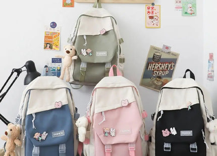 Waterproof Teenage Nylon Book Bag Large Capacity College Backpack Fashion School Bag Cute Girls Boys Travel Backbag College Bag