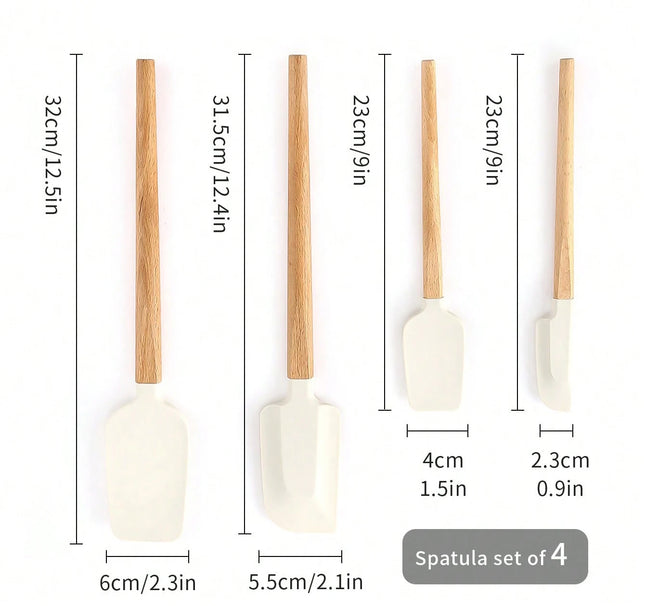 Leeseph 4Pack Scraper Spatula Set Food Grade Silicone Bak...