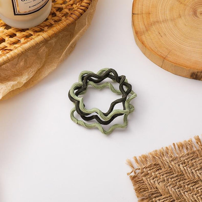 4 Packs Of Wavy Hair Ties Simple Boutique Hair Band - Green