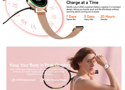 Lulu 2 Smart Watch for Women | AMOLED Display | Bluetooth Calling | Stainless Steel Strap | Health & Fitness Tracker