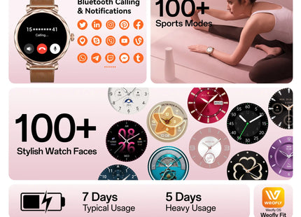 Lulu 2 Smart Watch for Women | AMOLED Display | Bluetooth Calling | Stainless Steel Strap | Health & Fitness Tracker